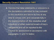 slide 18 text of item 4 of security council resolution 1441
